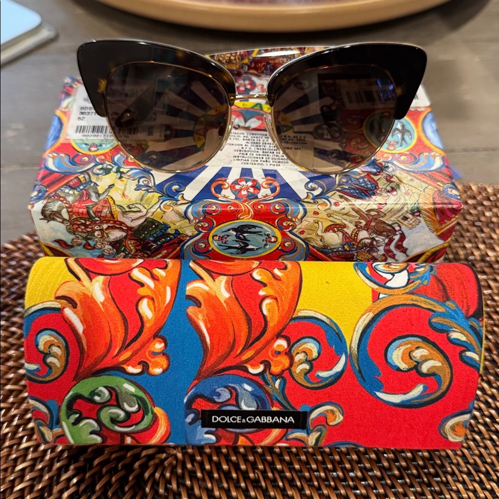 Dolce & Gabbana Black Sunglasses with Vibrant Case